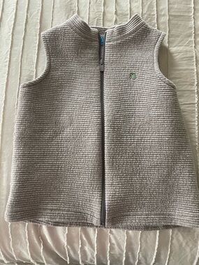 J. Bailey Beige Ribbed Knit Vest Blue Logo Tag